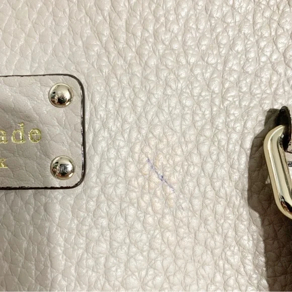 kate spade Taupe Pebbled Leather Grove Court Lainey Satchel Fully Lined Top Hand - Picture 14 of 14